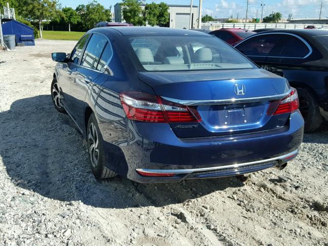 1HGCR2F44GA038362 - 2016 HONDA ACCORD LX BLUE photo 3