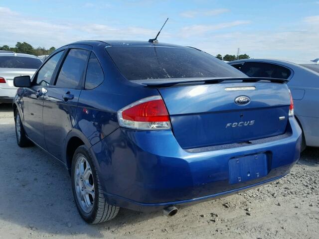 1FAHP35N38W294173 - 2008 FORD FOCUS SE BLUE photo 3