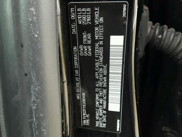 YV1622FS1C2080498 - 2012 VOLVO S60 T5 BLACK photo 10