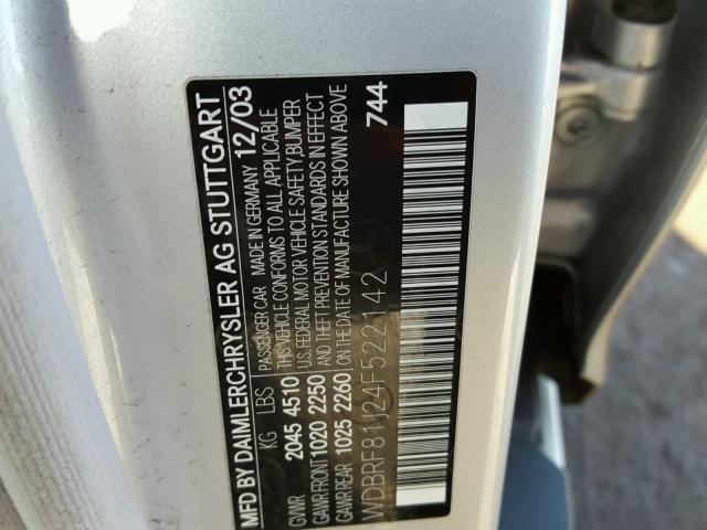 WDBRF81J24F522142 - 2004 MERCEDES-BENZ C 240 4MAT SILVER photo 10