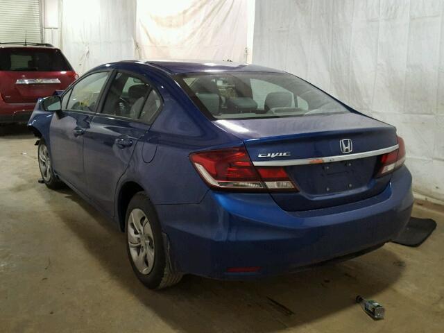 19XFB2F51FE263830 - 2015 HONDA CIVIC LX BLUE photo 3