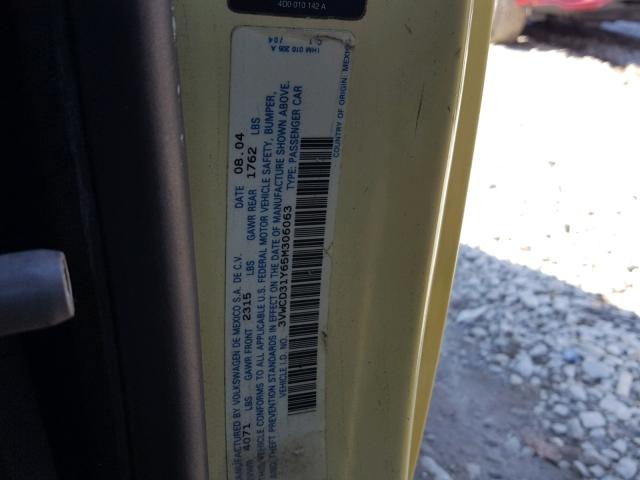 3VWCD31Y65M306063 - 2005 VOLKSWAGEN NEW BEETLE 黄色 照片 10