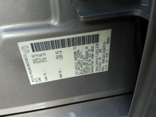 1N4AL2AP4CN536529 - 2012 NISSAN ALTIMA BAS GOLD photo 10