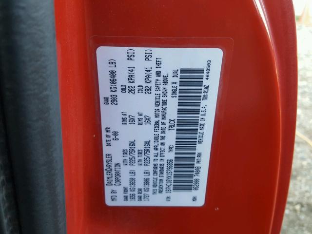 1B7HC16YX1S796856 - 2001 DODGE RAM 1500 RED photo 10