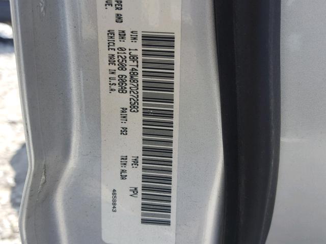 1J8FT48W87D272583 - 2007 JEEP PATRIOT LI SILVER photo 10