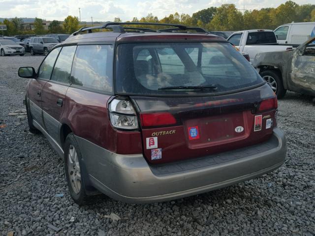 4S3BH665827617812 - 2002 SUBARU LEGACY OUT RED photo 3