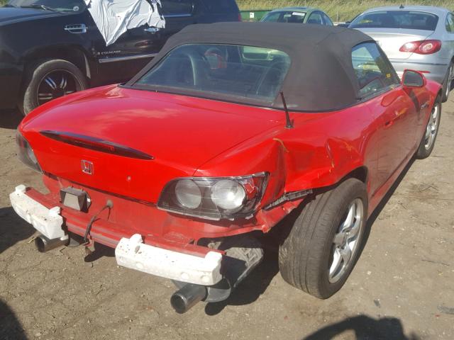 JHMAP11431T000600 - 2001 HONDA S2000 RED photo 4