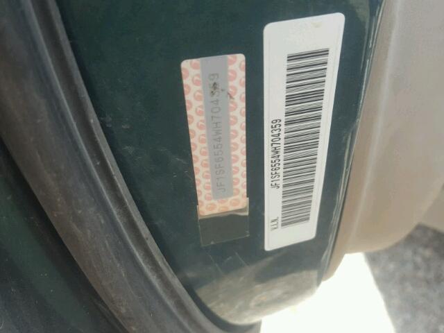 JF1SF6554WH704359 - 1998 SUBARU FORESTER S GREEN photo 10