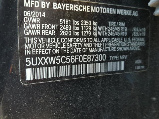 5UXXW5C56F0E87300 - 2015 BMW X4 XDRIVE3 GRAY photo 10