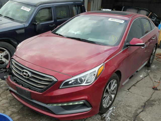 5NPE34AF0GH389758 - 2016 HYUNDAI SONATA SPO BURGUNDY photo 2