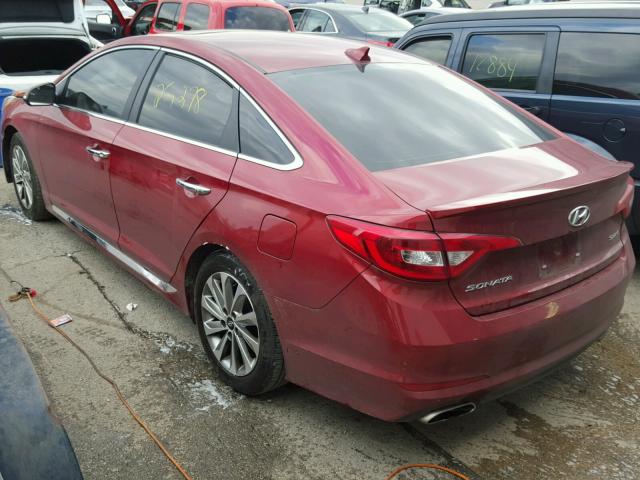 5NPE34AF0GH389758 - 2016 HYUNDAI SONATA SPO BURGUNDY photo 3