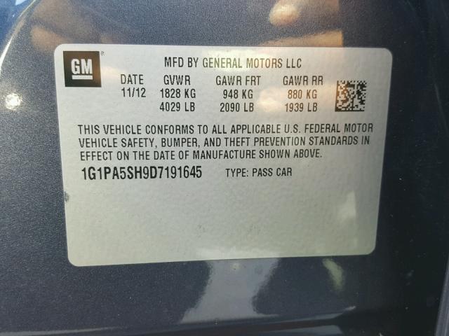 1G1PA5SH9D7191645 - 2013 CHEVROLET CRUZE LS BLUE photo 10