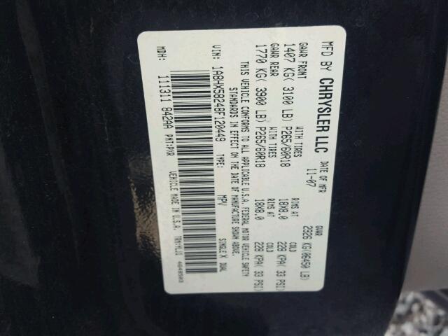 1A8HX58248F120449 - 2008 CHRYSLER ASPEN LIMI BLACK photo 10