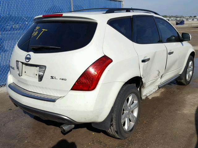 JN8AZ08W46W542876 - 2006 NISSAN MURANO SL WHITE photo 4