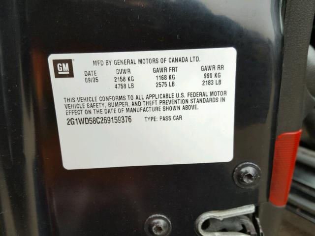 2G1WD58C269159376 - 2006 CHEVROLET IMPALA SUP 黑色 照片 10