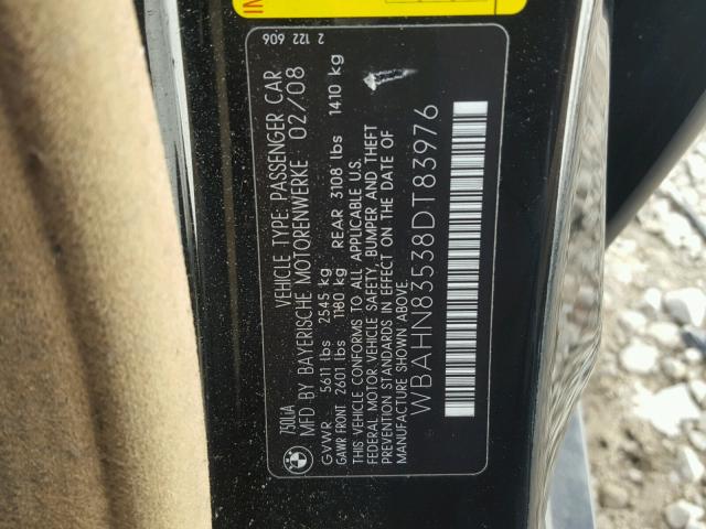 WBAHN83538DT83976 - 2008 BMW 750 LI BLACK photo 10