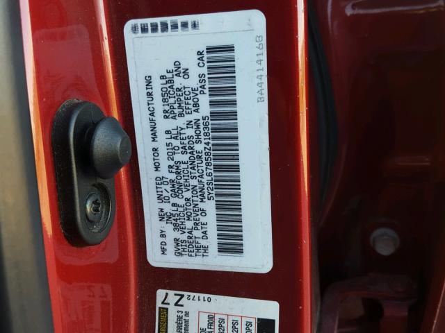 5Y2SL67858Z418365 - 2008 PONTIAC VIBE RED photo 10