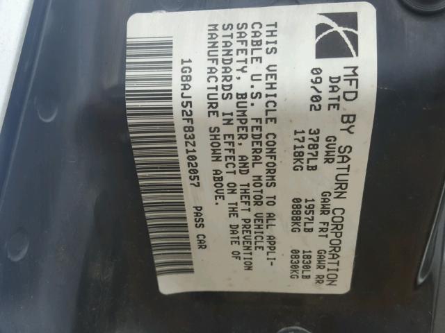 1G8AJ52F83Z102057 - 2003 SATURN ION LEVEL WHITE photo 10