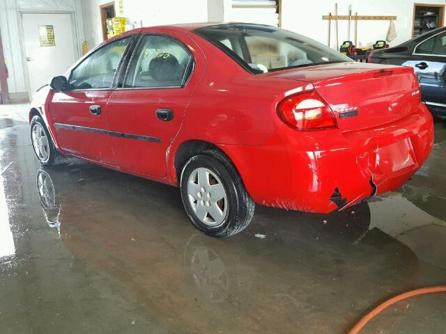 1B3ES26C35D220327 - 2005 DODGE NEON BASE RED photo 3