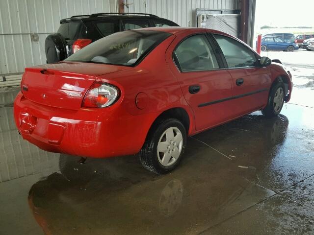 1B3ES26C35D220327 - 2005 DODGE NEON BASE RED photo 4