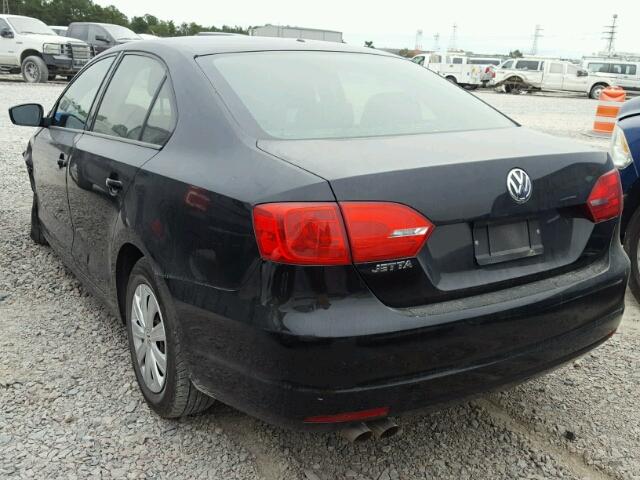 3VW2K7AJ8CM309619 - 2012 VOLKSWAGEN JETTA BASE 黑色 照片 3