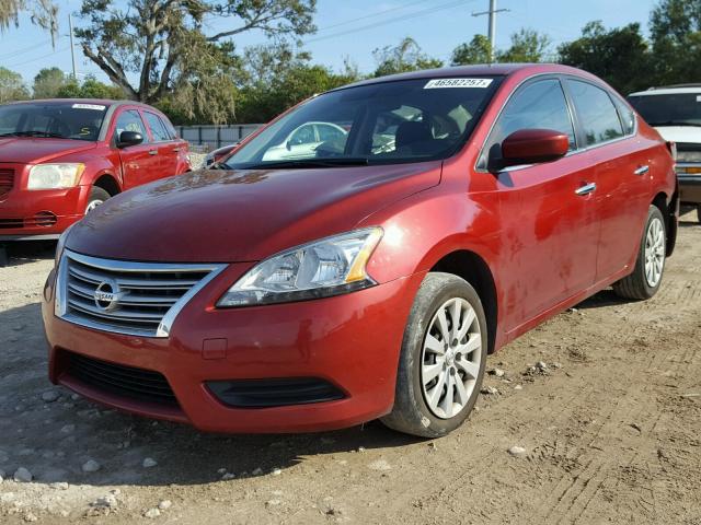 3N1AB7AP6FL663655 - 2015 NISSAN SENTRA S RED photo 2