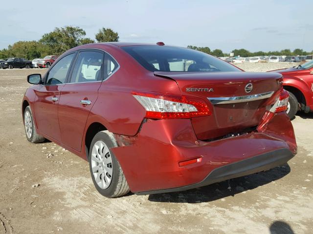 3N1AB7AP6FL663655 - 2015 NISSAN SENTRA S RED photo 3