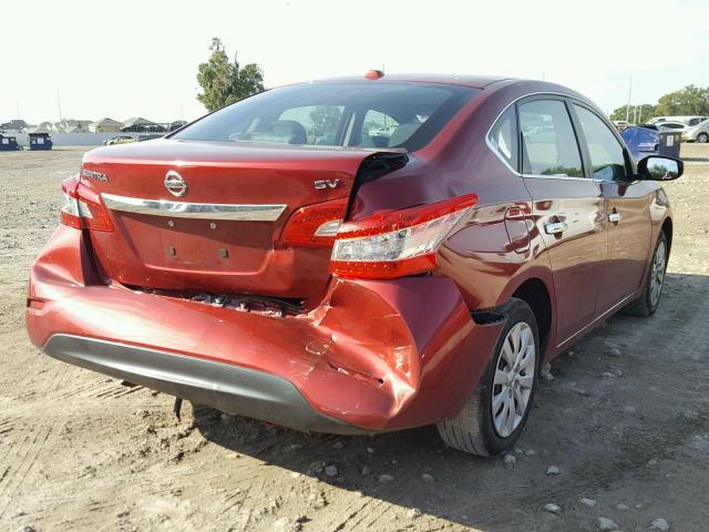 3N1AB7AP6FL663655 - 2015 NISSAN SENTRA S RED photo 4