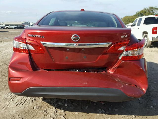 3N1AB7AP6FL663655 - 2015 NISSAN SENTRA S RED photo 9