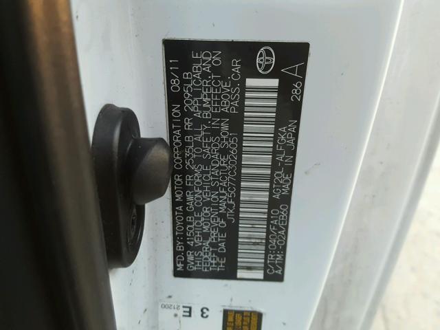 JTKJF5C77C3026051 - 2012 TOYOTA SCION TC 白色 照片 10