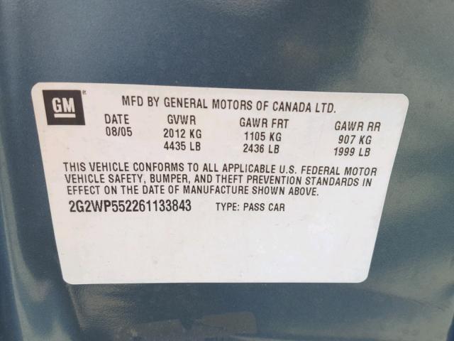 2G2WP552261133843 - 2006 PONTIAC GRAND PRIX ლურჯი ფოტო 10