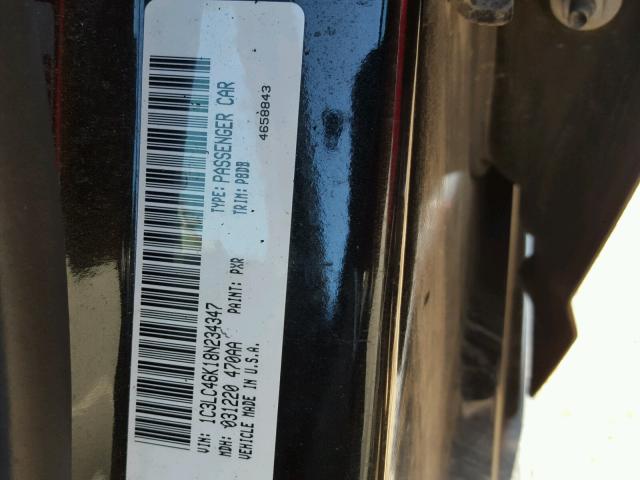 1C3LC46K18N234347 - 2008 CHRYSLER SEBRING LX BLACK photo 10