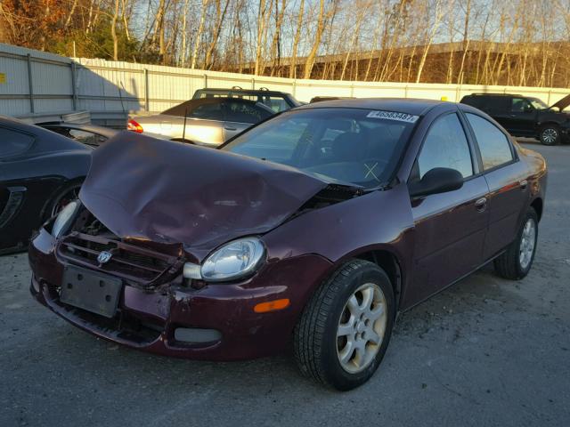 1B3ES26C22D640415 - 2002 DODGE NEON MAROON photo 2