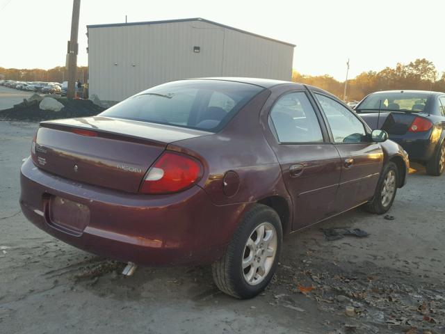 1B3ES26C22D640415 - 2002 DODGE NEON MAROON photo 4