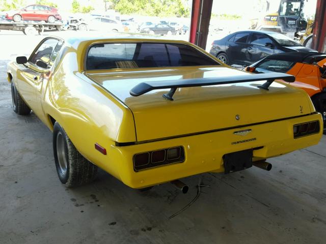 RH23G4G274907 - 1974 PLYMOUTH ROADRUNNER YELLOW photo 3