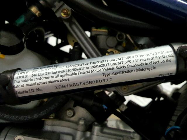 ZDM1RB5T45B060372 - 2005 DUCATI MONSTER S4 BLUE photo 10