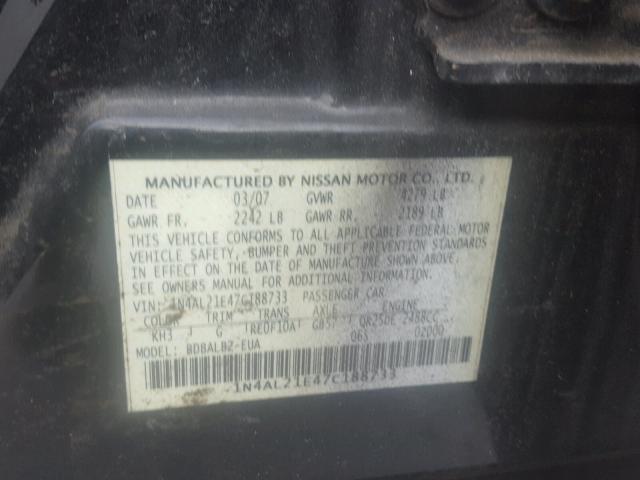 1N4AL21E47C188733 - 2007 NISSAN ALTIMA 2.5 BLACK photo 10