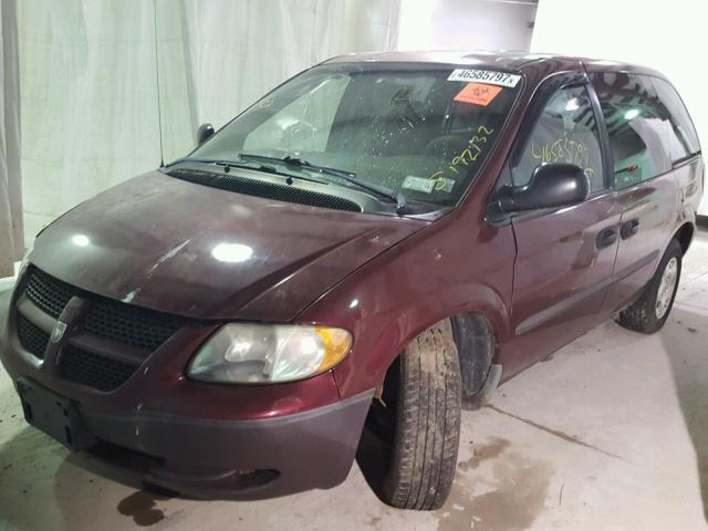 1D4GP25333B138166 - 2003 DODGE CARAVAN SE MAROON photo 2