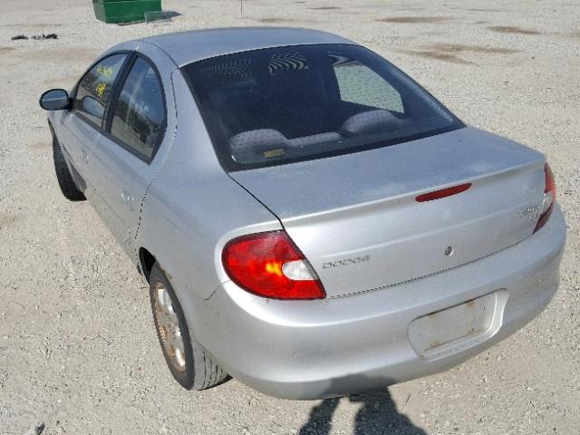 1B3ES46C52D581260 - 2002 DODGE NEON SE SILVER photo 3