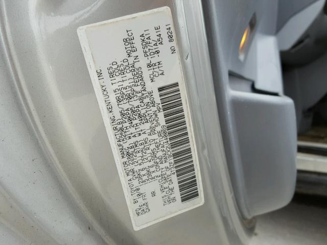 4T3ZF19CX2U440069 - 2002 TOYOTA SIENNA CE GRAY photo 10