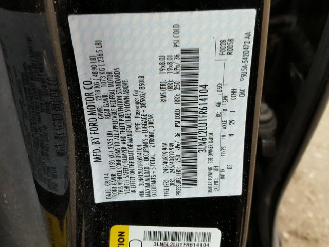 3LN6L2LU1FR614104 - 2015 LINCOLN MKZ HYBRID BLACK photo 10