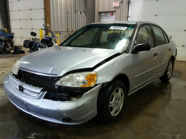 1HGES16501L037883 - 2001 HONDA CIVIC LX GRAY photo 2