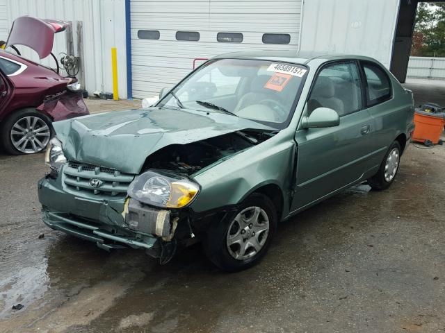 KMHCG35C23U266545 - 2003 HYUNDAI ACCENT GL GREEN photo 2