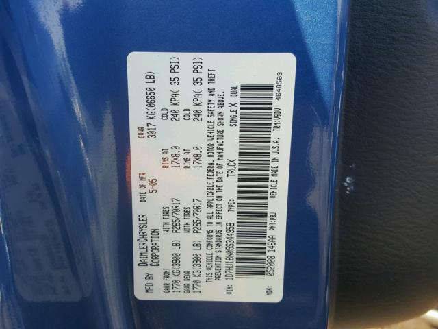 1D7HU18N05S344958 - 2005 DODGE RAM 1500 S BLUE photo 10