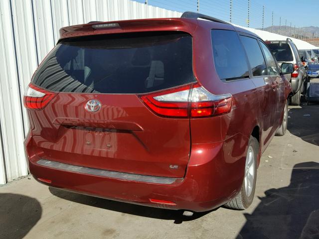 5TDKK3DC1FS683664 - 2015 TOYOTA SIENNA LE MAROON photo 4