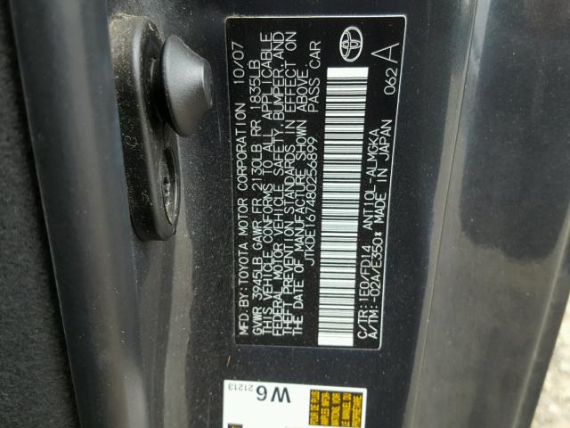 JTKDE167480256899 - 2008 TOYOTA SCION TC 灰色 照片 10