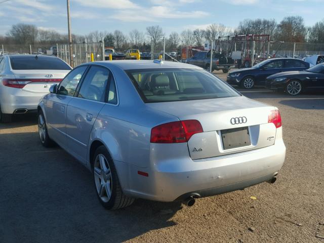 WAUDF78EX6A285203 - 2006 AUDI A4 2.0T QU SILVER photo 3