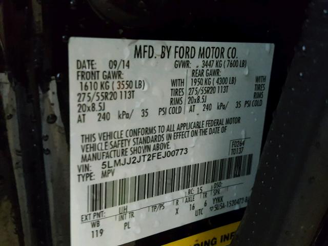 5LMJJ2JT2FEJ00773 - 2015 LINCOLN NAVIGATOR 黑色 照片 10