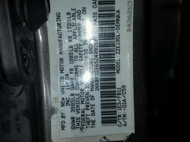 1NXBR32E65Z439157 - 2005 TOYOTA COROLLA GRAY photo 10