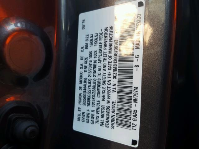 3CZRM3H36GG706143 - 2016 HONDA CR-V GRAY photo 10